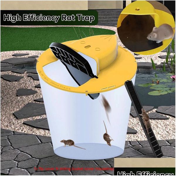 Outros suprimentos de jardim Ratos Armadilha Reutilizável Smart Slide Bucket Tampa Rato Rato Humano ou Letal Reset Porta Estilo MTI Catch 230110 Drop de Dh6Zr