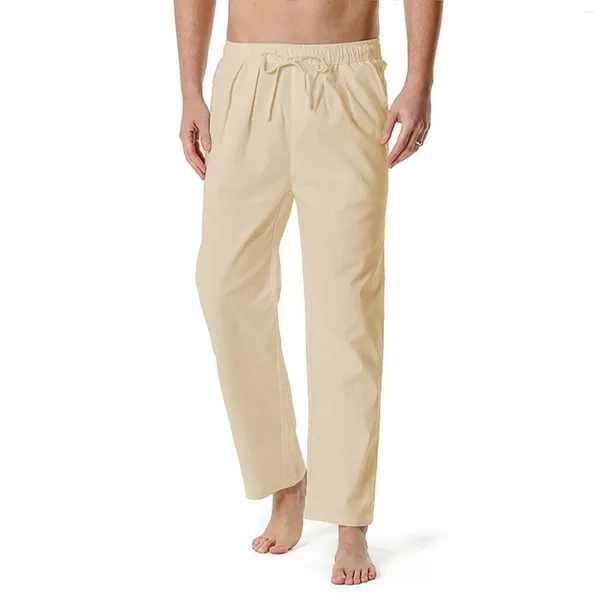 Мужские брюки из хлопка и льна, легкие эластичные повседневные домашние брюки, свободная спортивная одежда для бега, весенние и осенние брюки для мужчин