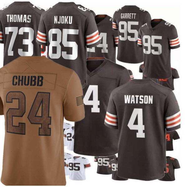 Großhandel Custom Football Trikots 95 Myles Garrett 24 Nick Chubb 2 Amari Cooper 4 Deshaun Watson Joe Thomas Denzel Ward 8 Elijah Moore David Njoku 2023 Neu