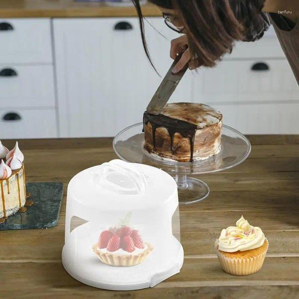 Bakeware Araçları Kek Taşıyıcı Kutusu Şeffaf Cupcake Tutucu Taşınabilir Tatlı Depolama Potu Kablosu Kilitlenebilir Kapak Pişirme Aksesuarları