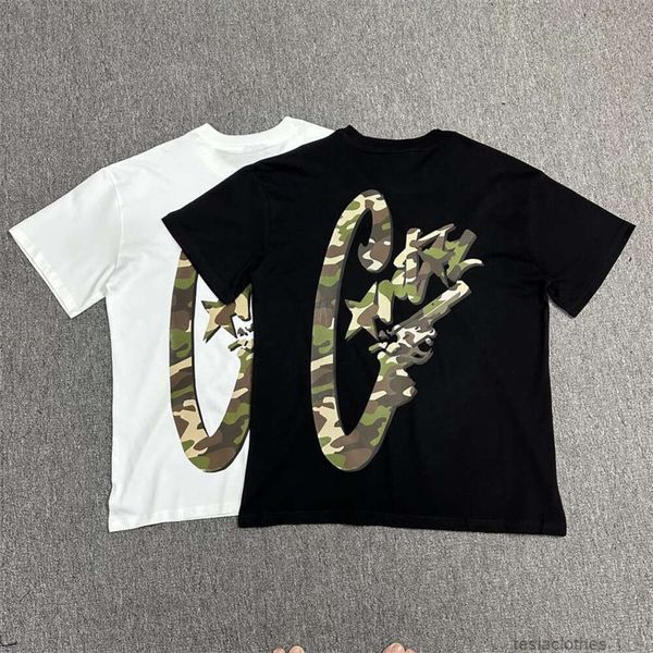 Designer roupas de moda luxo camisetas corteizes demon isl nova camuflagem pistola carta impressão manga curta rua moda br solto homens mulheres t-shirt