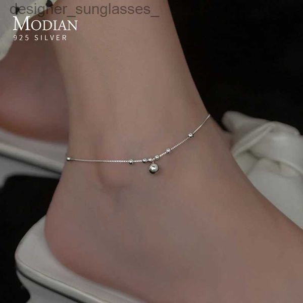 Cavigliere Modian Argento Perline squisite Cavigliere per le donne Ragazze Vero argento sterling 925 Gioielli piede Moda Stile semplice Bracciale gambaL231116