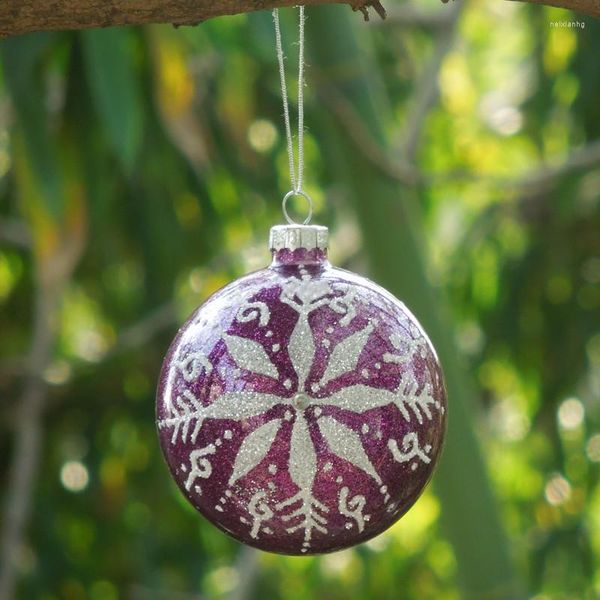 Decoração de festa 2pcs/diâmetro do pacote 10 cm de tamanho médio série roxa bola vidro árvore de Natal Globo Home pendurado
