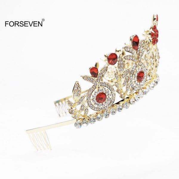 Haarspangen Prinzessin Tiara Europäische und Amerikanische Gold Strass Retro Krone Braut Hochzeit Schmuck Knopf Groß