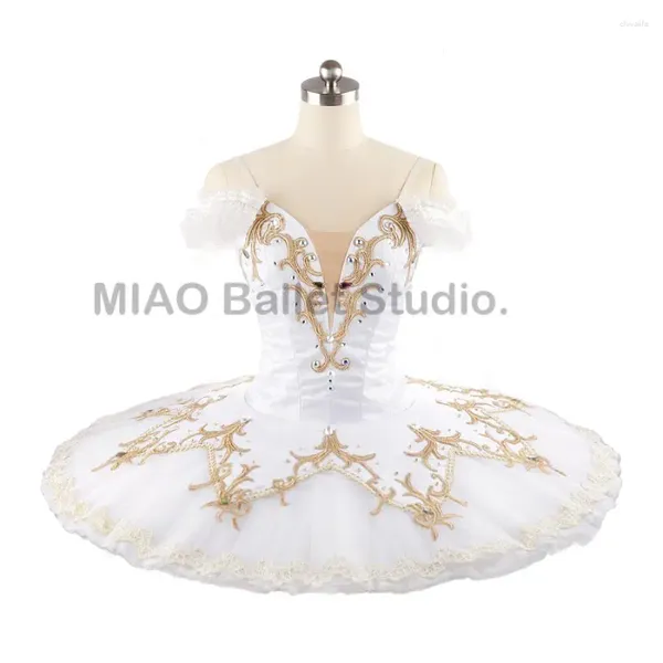 Stage Wear Oro bianco Tutu di balletto professionale Costumi Paquita Performance For Girls Concorso di abiti classici 11 strati 0157