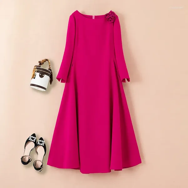 Plus size vestidos jicusyan feminino rosa vestido vermelho 2023 outono inverno irmã gorda temperamento elegante