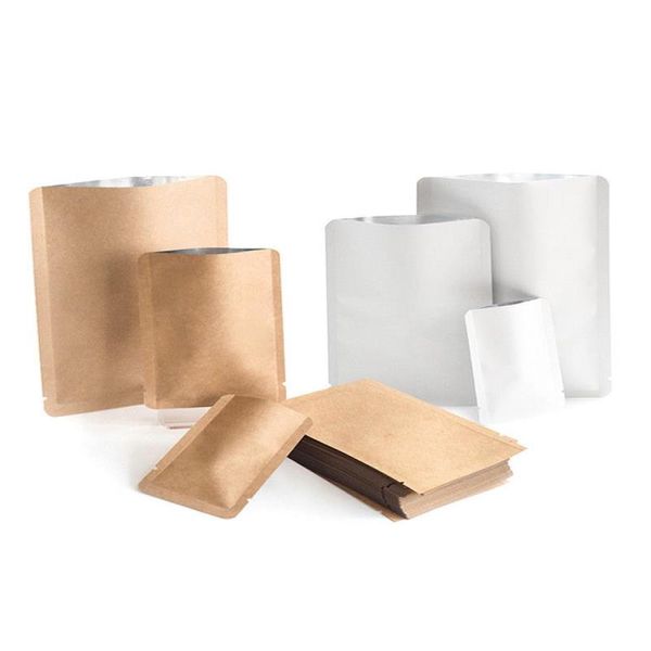 Пакет из крафт-бумаги с открытым верхом, белый бумажный пакет, термосвариваемый молотый кофе в зернах, порошок, соль, мыло, шоколадные закуски, пакеты для упаковки хлебобулочных изделий Pcpdl