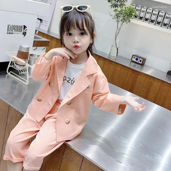 Set di abbigliamento Vestiti per bambina in stile coreano Vestito per bambina in due pezzi Moda primaverile e autunnale Bambini da 0 a 8 anni