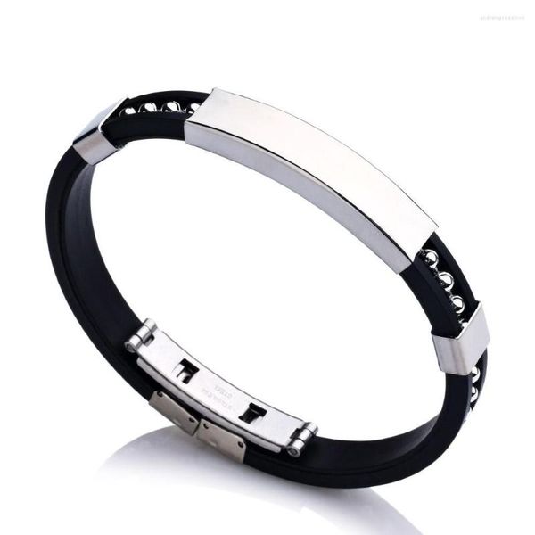 Bracelets de charme 2023 Jóias de moda Salia de aço inoxidável Silicone Bracelete retro Linha de borracha para homens e mulheres