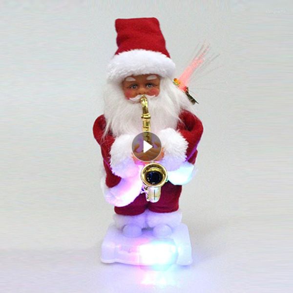 Weihnachtsschmuck Elektrischer Weihnachtsmann mit Musikinstrument Musik Plüschpuppe Dekoration Ornamente Kinderspielzeug Geschenke Schnelle Lieferung