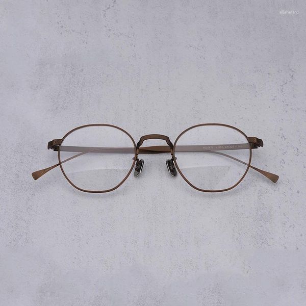 Óculos de sol quadros vintage puro titânio óculos quadro masculino redondo miopia óculos feminino retro artesanal óculos