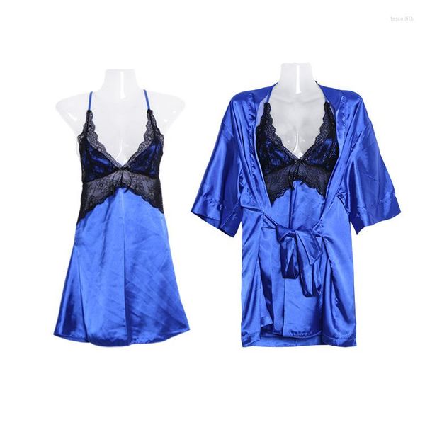 Indumenti da notte da donna Mini set sexy Mezza manica Pizzo Patchwork Intimo Lingerie Casual Accappatoio Abito Camicia da notte