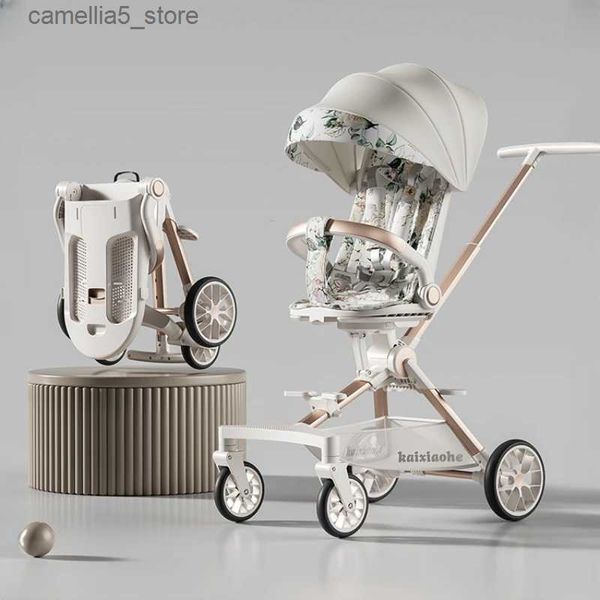 Carrinhos # Carrinho de bebê portátil 360 graus Roating Leve Pram Two Way Pushchair High Landscape Music Dining Car para crianças Q231116