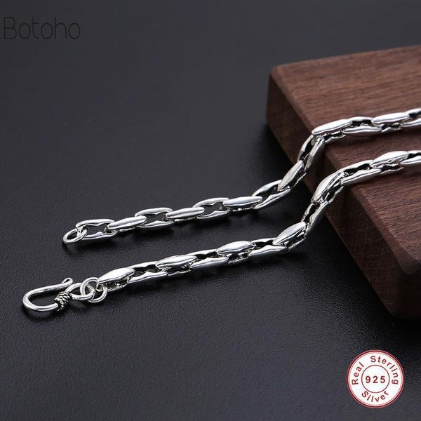 Catene Catena di gioielli in argento sterling 925 genuino Collana da uomo Thai Nessun accessorio pendente Collana da uomo da regalo