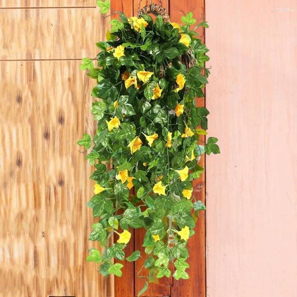 Flores decorativas plantas artificiais ao ar livre casamento jardim decoração simulado manhã glória pendurado para casa quintal decoração samambaia