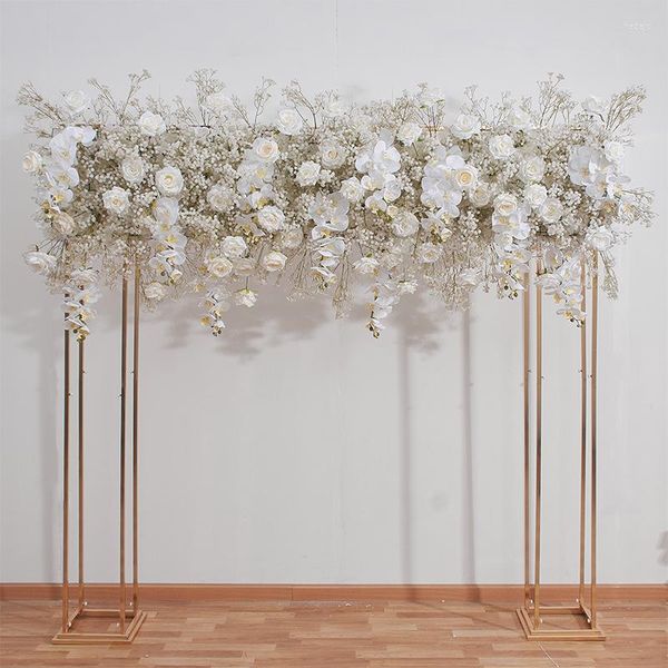 Dekorative Blumen 200 CM Hochzeitshintergrund Blumenbogen Dekor Blumenarrangement Event Party Prop Luxus Weiße Kirschblüte Rose Orchidee Reihe