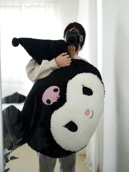 Cuscino gigante Kawaii da abbracciare, con schienale morbido, decorativo per divano, comodo regalo per la casa, confortevole e peloso, Kuromied