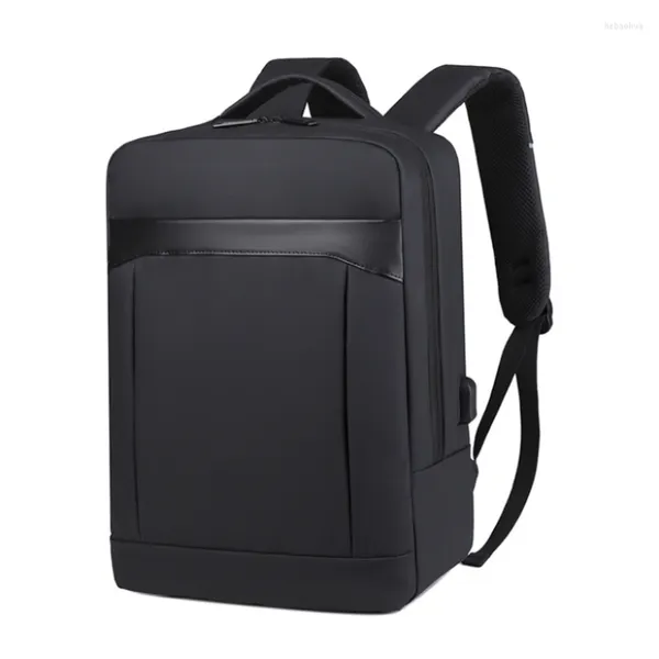 Backpack de 14 polegadas de notebook masculino laptop oxford à prova d'água para homens Multifuncionamentos USB Backpacks de negócios de moda negra