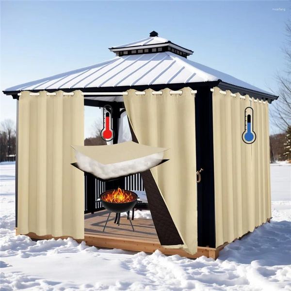 Cortina grossa inverno quente à prova dwindproof água à prova de vento isolamento térmico ao ar livre cortinas internas para varanda pérgula gazebo