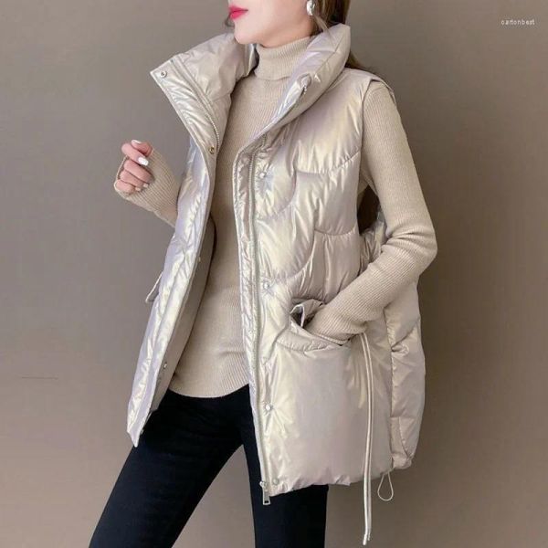 Gilet da donna Gilet in cotone addensato per donna 2023 Moda autunno e inverno alla moda con lettino senza lavaggio per il viso luminoso