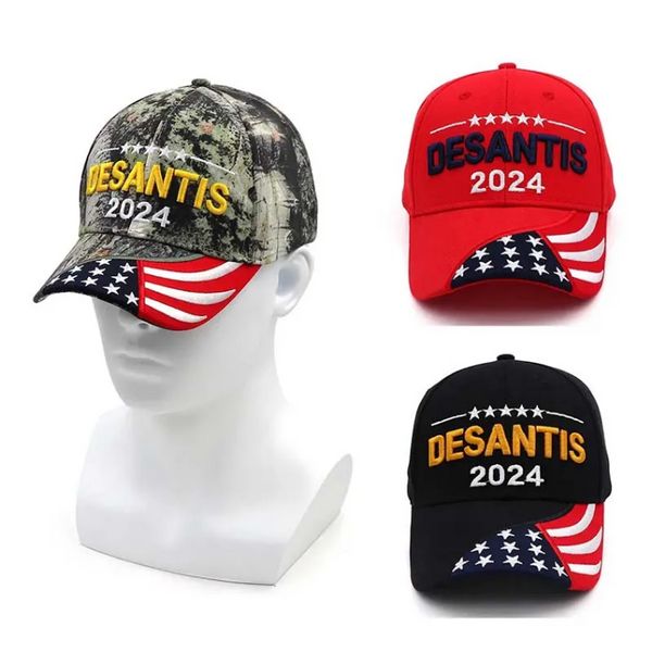 DeSantis 2024 New Hats Party Supplies Camuflage Red Black Baseball Caps Wholesale SS0416