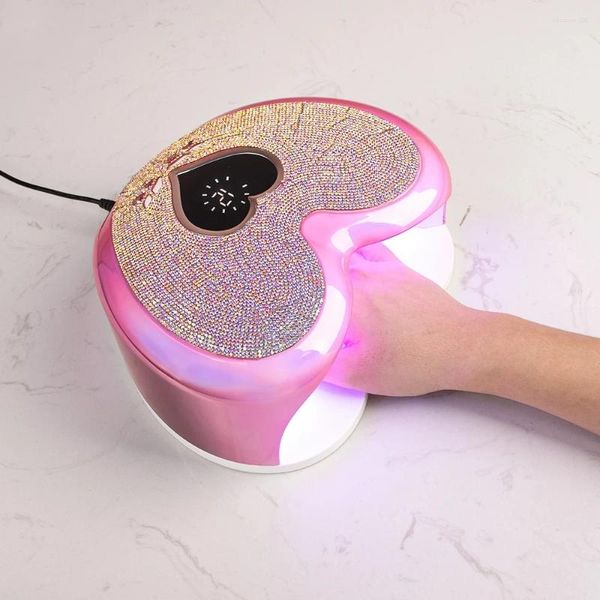 Essiccatori per unghie Lampada ricaricabile da 96 W con strass Gel Essiccatore Macchina per pedicure Luce a LED per unghie a forma di cuore UV