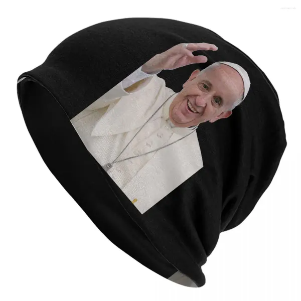 Berets Christian Beanie Chapéus Papa Francis Bonnet Homens Mulheres Vintage Kpop Knit Chapéu Outono Inverno Gráfico Térmico Elastic Caps