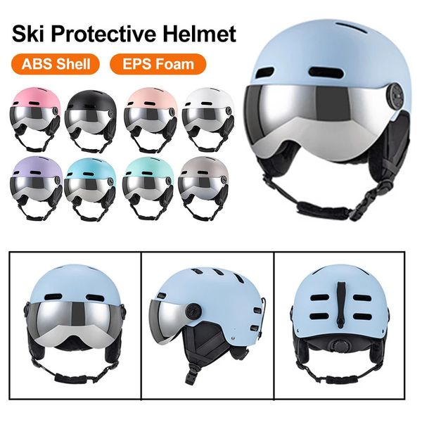 Capacetes de esqui Capacete de proteção de esqui para homens e mulheres com proteção de orelha de lã longa quente cabeça ajustável esportes boné protetor de esqui profissional 231116