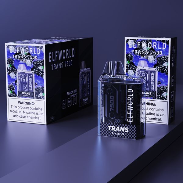 Elfworld Trans 7500 Puff Descartável Vape Pen Pod Cigarro 2%2%5% Nicotina Com 650mAh Bateria Recarregável Mesh Coil 15ml Pré-preenchido Big Cloud Lost Wape Crystal Random