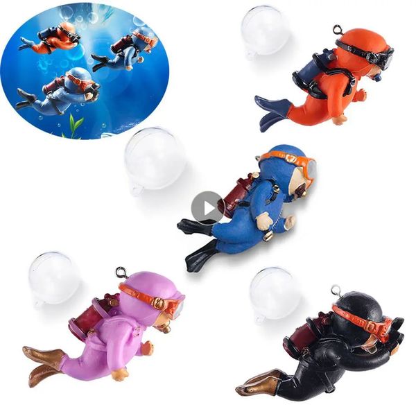 Acquari Simpatico mini subacqueo luminoso Simulato galleggiante Frogman Miniature Kawaii Figure Acquario Ornamenti Figurine Decorazione acquario 231116