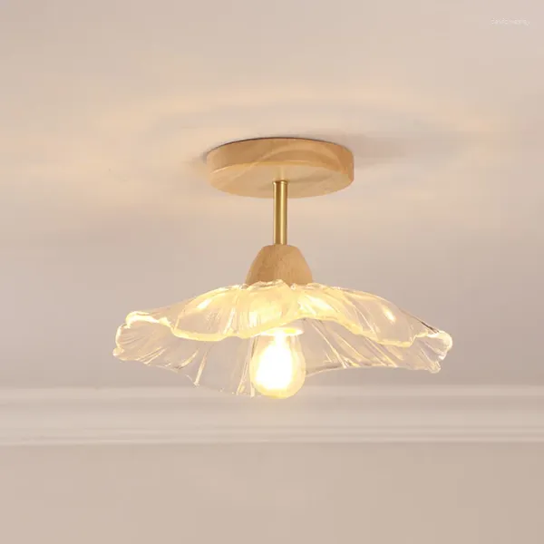 Plafoniere Lampada a sospensione nordica postmoderna per corridoio guardaroba E27 Luce in vetro floreale