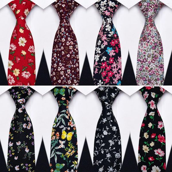 Laços de luxo preto fino algodão gravata para homem negócios moda sliver floral impressão masculino gravata clipe bolso quadrado conjunto smoking acessório