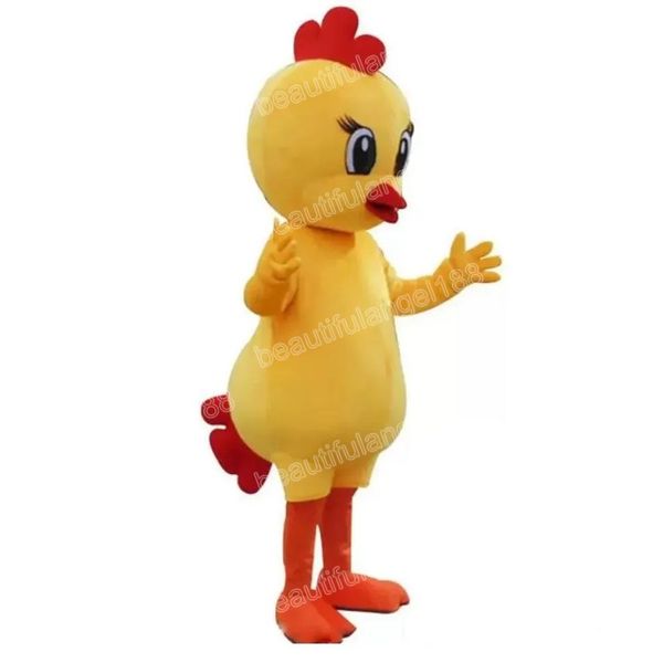 Costumi della mascotte del pulcino giallo di Halloween Personaggio a tema dei cartoni animati di alta qualità Carnevale Unisex Adulti Taglia Vestito Festa di Natale Vestito per uomo Donna