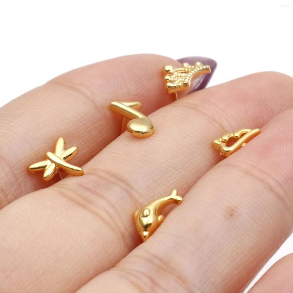 Orecchini a bottone in acciaio inossidabile alla moda delfino libellula orecchio post color oro metallo animale donne gioielli regalo 1 paio