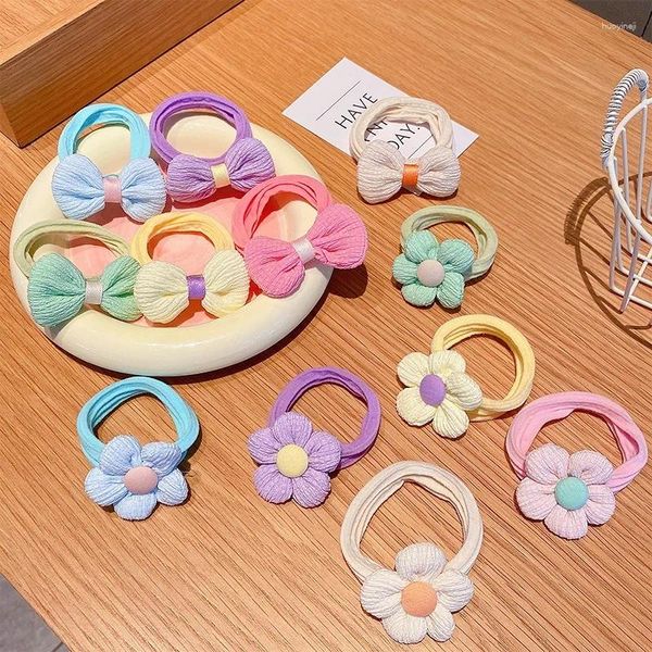 Accessori per capelli 6 pezzi Bambini Fiore dolce Scrunchie Moda Arco multicolore Fasce per capelli Ragazze carine Corda Alta elastico Anello coda di cavallo