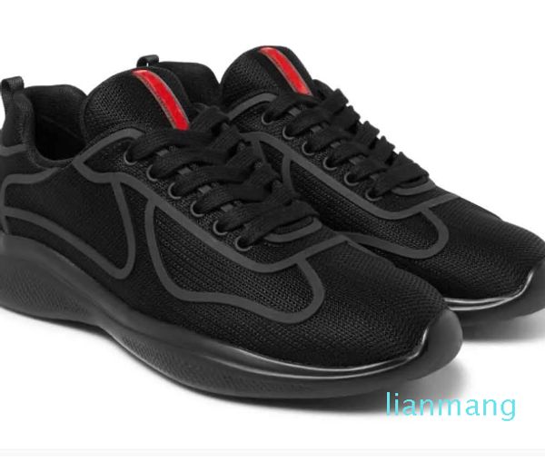 Scarpe casual da uomo di lusso Scarpe basse Scarpe da ginnastica in rete con finiture in gomma Coppa America Scarpe da ginnastica sportive con lacci nere Suola in gomma Belle scarpe da ginnastica con scatola