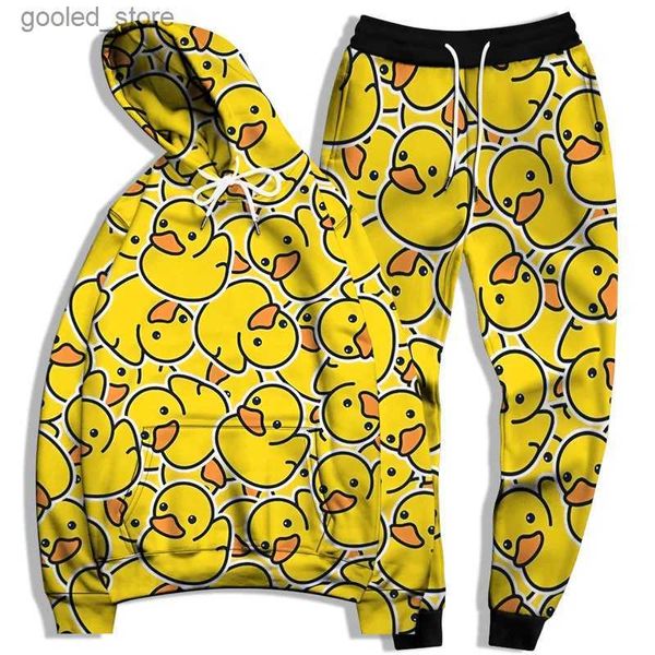 Fatos masculinos RUBBER DUCK META Mens Define Animais 3D Impresso Hoodie e Joggers Activewear Define Unisex Manga Longa Fatos Plus Size S-6XL Q231117