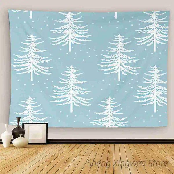 Decken Weihnachten Winter Wald Cartoon Tapisserie Mit Hirsche Dekoration Hause Roten Lkw Tanne Schlafzimmer Wand Kunst Hängenden Teppich