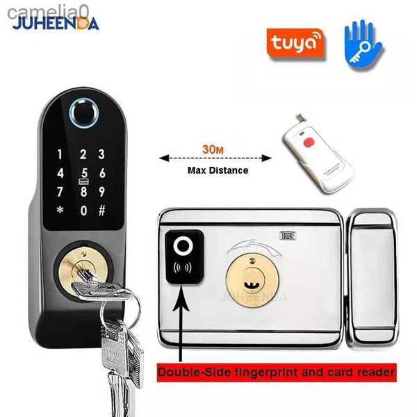 Smart Lock Tuya App Smart Lock Doppelseitiges Fingerabdruckschloss Wasserdichtes Sicherheits-Hausschloss Digitales Passwort RFID Keyless Entry TürschlossL231116