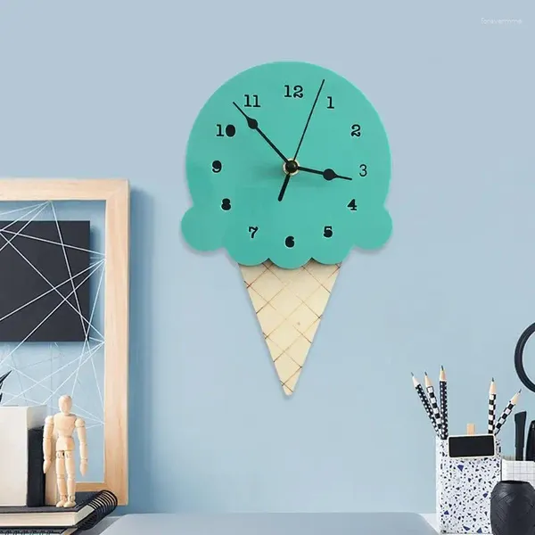 Duvar Saatleri Ahşap Dondurma Saat Montaj Karikatür Sesle İzle Ev Dekoru Çocuk Odası Dekorasyon Süslemesi