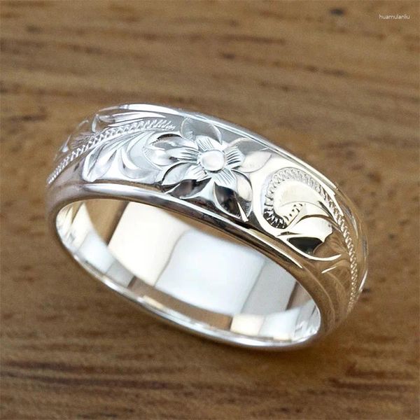 Wedding Rings Huitan Chic Flower Carved Band Women Low-key Delicate Female Accessories Fancy Gift Trendy Jewelry Drop