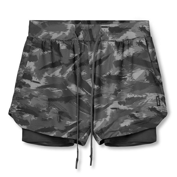 Homens correndo shorts calças esportivas para masculino duplo-deck secagem rápida calças masculinas jogging ginásio calças curtas homem verão casual