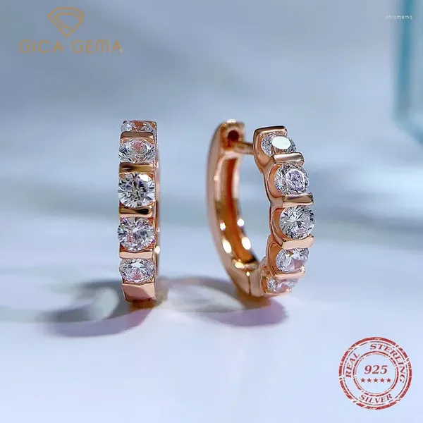 Orecchini a cerchio Gica Gema 925 argento placcato oro rosa moda zircone creativo per le donne tendenza gioielli di lusso per feste di compleanno di nozze