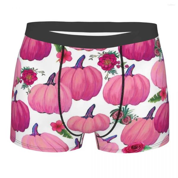 Underpants Pink Pumpkin Herbst Halloween Man Long Unterwäsche Boxer Shorts Shorts Hipies Neuheit atmungsaktiv für männliche S-XXL