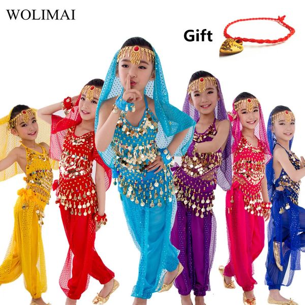 Abiti abbinati in famiglia Kids Belly Dance costumi set Girls Oriental Girls Dancing India Bellydance Child Indian 6 Colours 231116