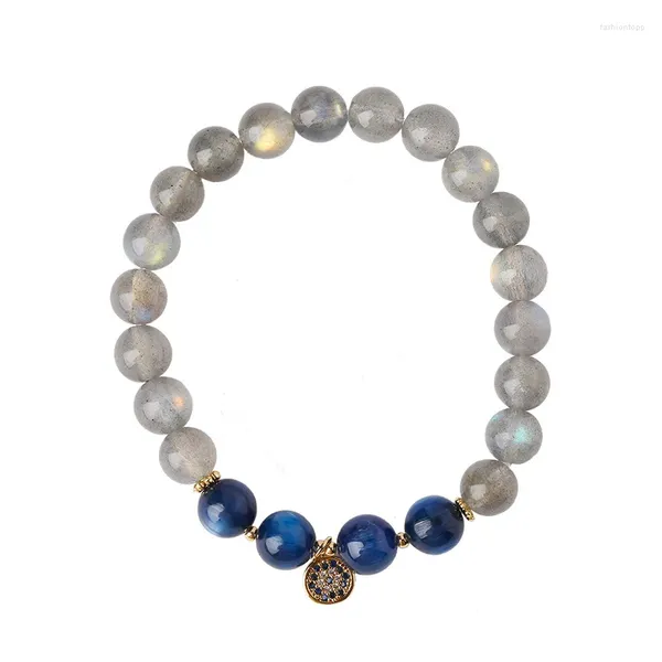 Pulseiras de charme deslumbrante pulseira de cristal azul com pedra da lua para mulheres