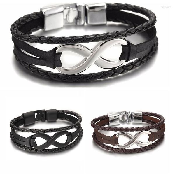 Bracelets de charme Moda Bracelete infinita Aço inoxidável Classic Padrão Men.