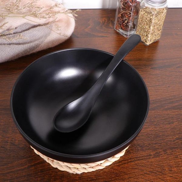 Conjuntos de louça 6 pcs colheres de melamina preto jantar sopa durável utensílios de mesa para pratos de cozinha em casa