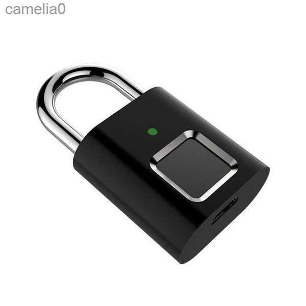Smart Lock Cadeado inteligente Fechadura de porta 0,1 segundo desbloqueio portátil anti-roubo bloqueio de impressão digital L34 USB recarregável bloqueio de impressão digital bloqueio de gavetaL231116