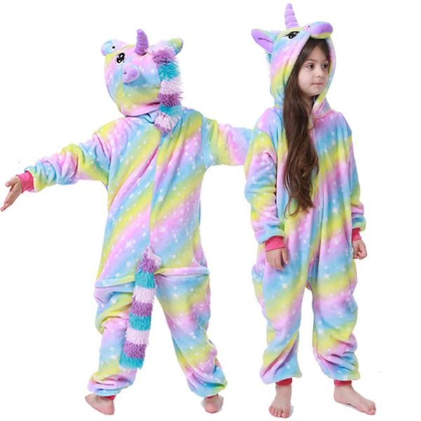 Pijamas crianças inverno stich pijamas crianças panda dinossauro sleepwear unicórnio kigurumi onesies para meninos meninas cobertor dorminhoco traje de bebê 231115